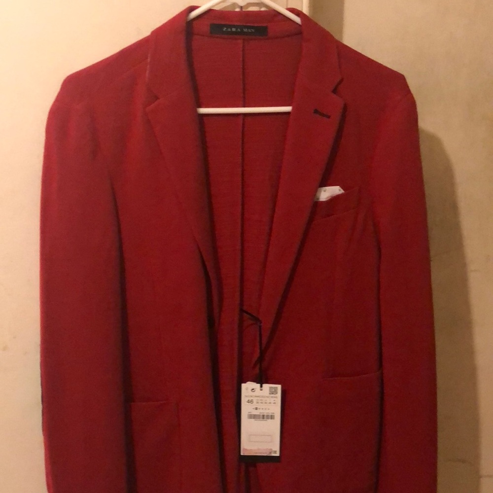 Ree blazer w/ navy blue elbow patch’s